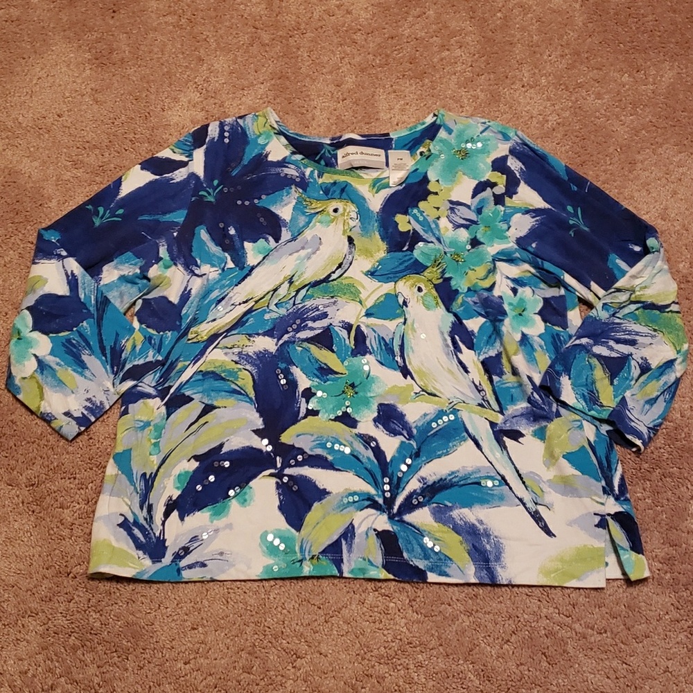 Alfred dunner petite M sequin floral top